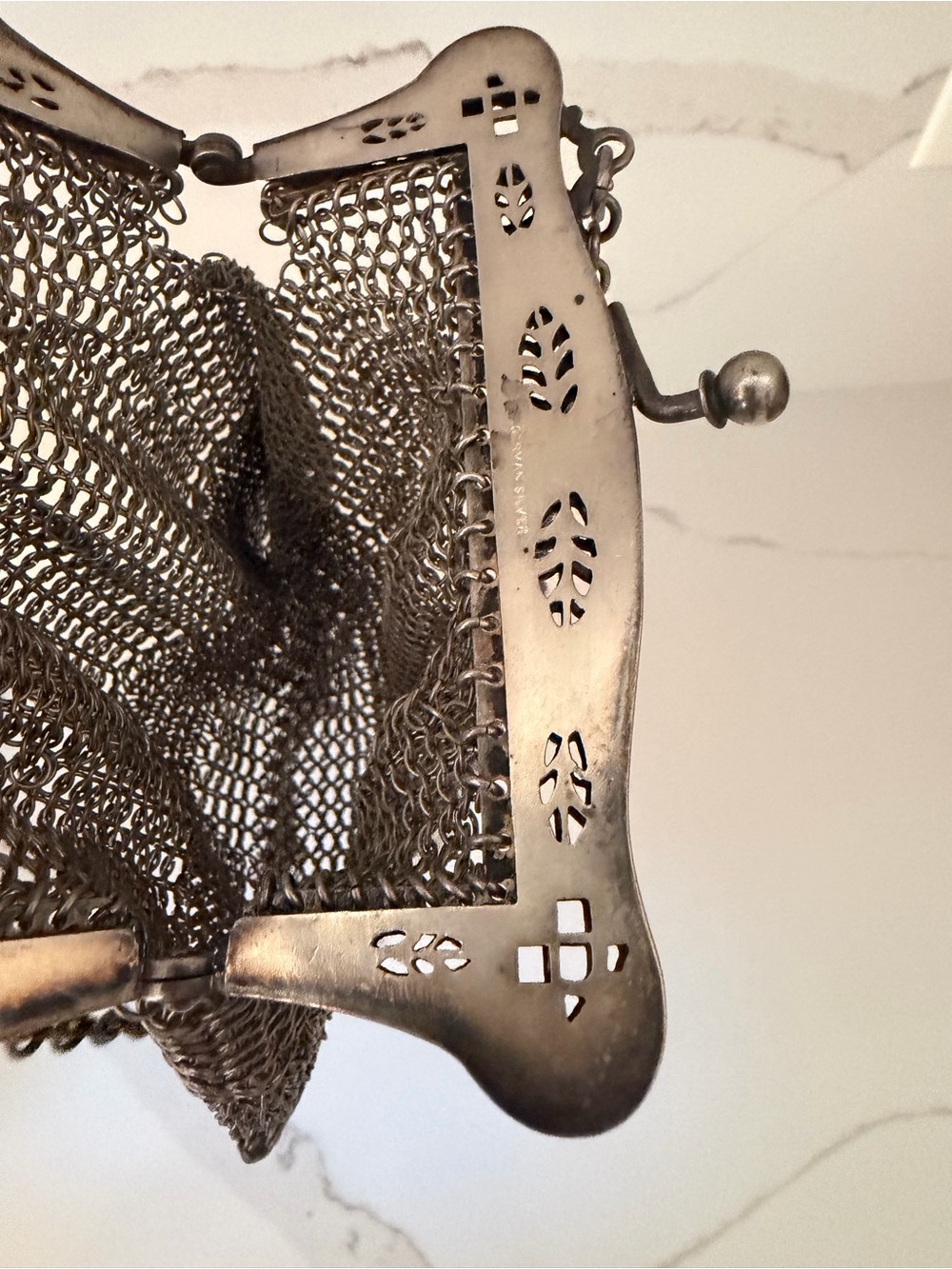 Antique German Silver Chainmail Mesh Purse Art Nouveau Handbag c1900 - Picture 10 of 13